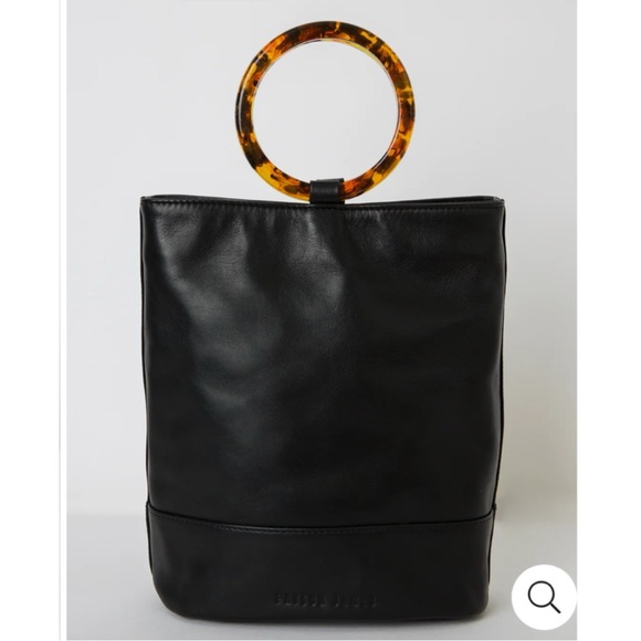 Payton James Dolly Bucket Tote Crossbody Tortoise Handles Italian Napa Leather - Picture 2 of 8